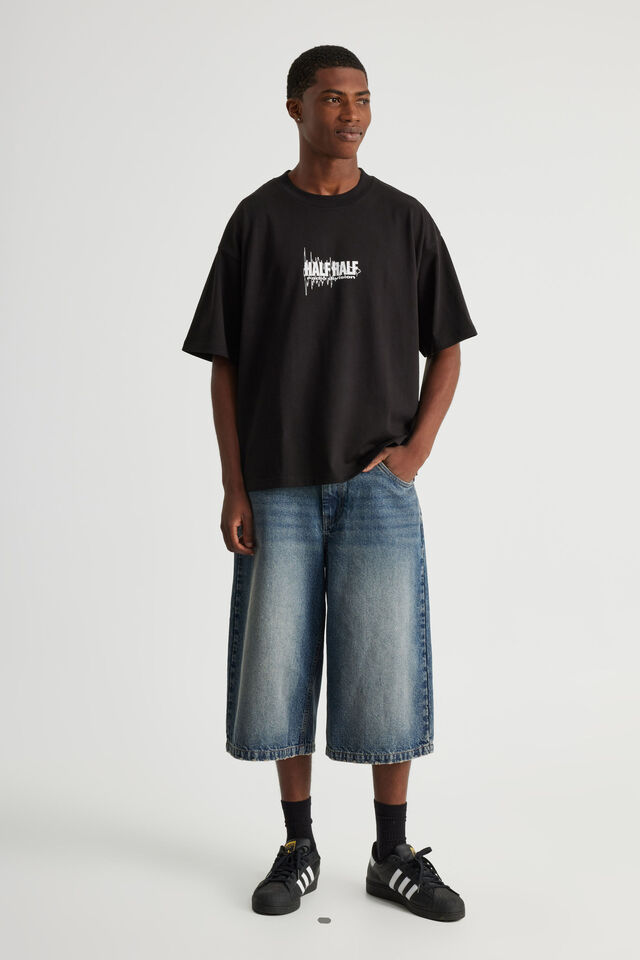 Half Half Heavyweight Box Fit Graphic Tshirt, HH BLACK/HALF HALF RADIO DIVISION
