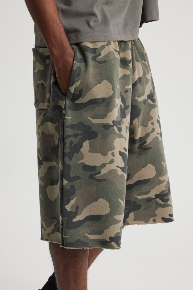 Baggy Track Short, WASHED BUSH CAMO