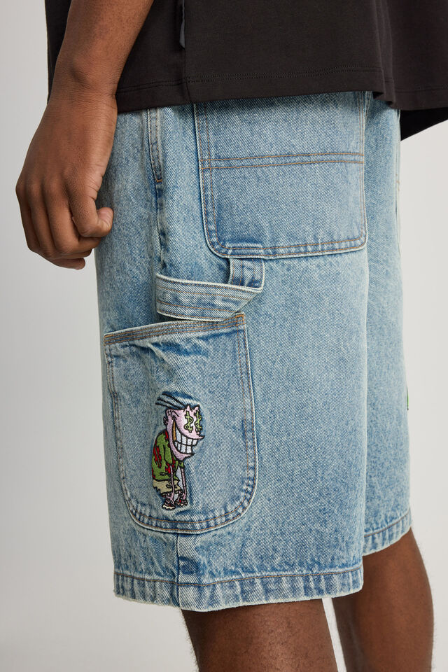 Cartoon Network X Half Half Baggy Painter Short, LCN WB NIAGARA BLUE/CARTOON NETWORK CASH