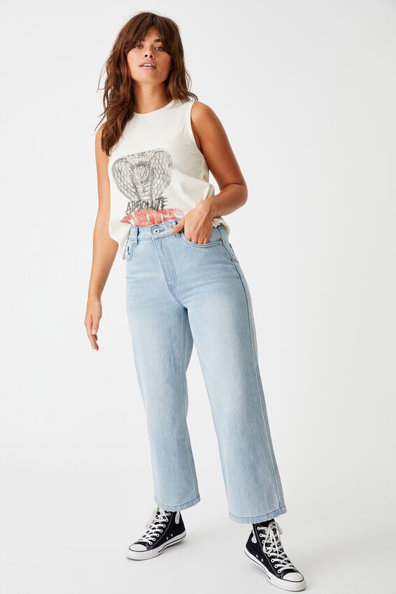 Wide Leg Jean, WASHED BLUE