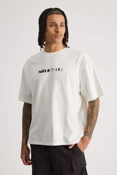 Half Half Box Fit Graphic T Shirt, HH CLOUD/FRAGMENT BRICKS