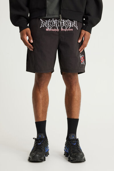 Notion Pull On Cargo Short, BLACK/GRAPHIC