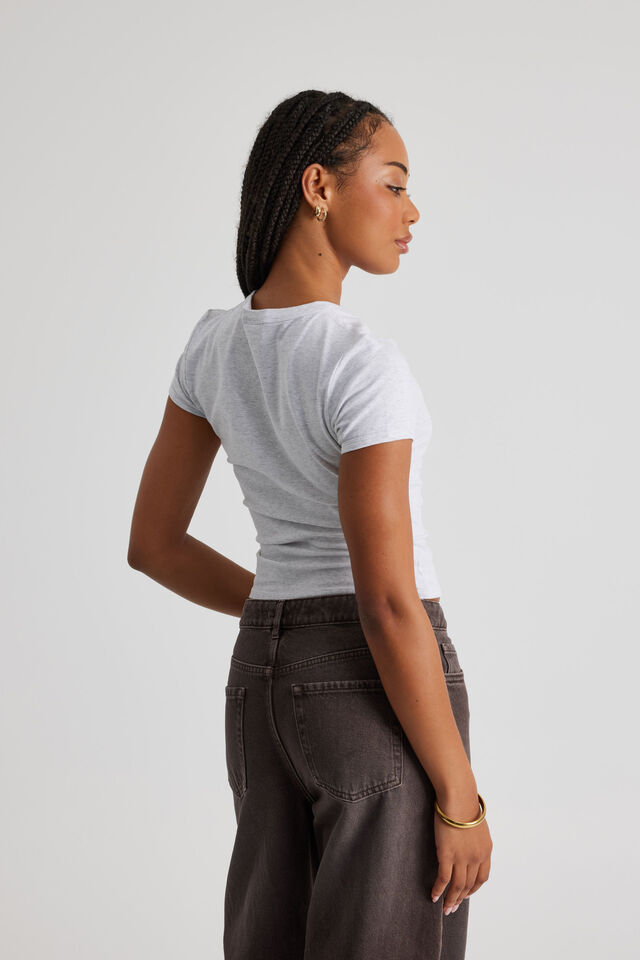 Fitted Baby Tee, GREY MARLE/LOVER