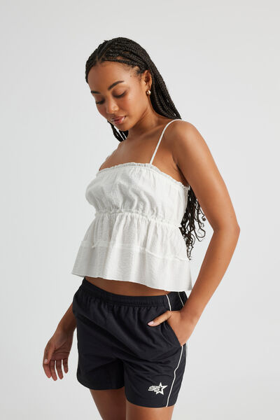 Luca Ruffle Top, WHITE