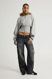 Notion Corset Zip Through Hoodie, NTN GREY MARLE/FAUX FUR - alternate image 2