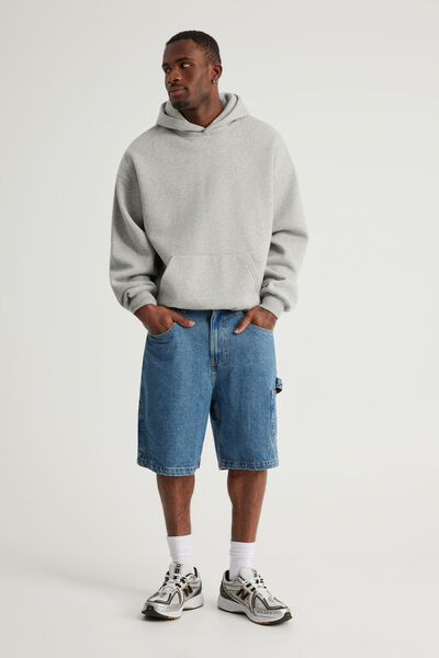 Half Half Painter Baggy Denim Short, CLASSIC INDIGO