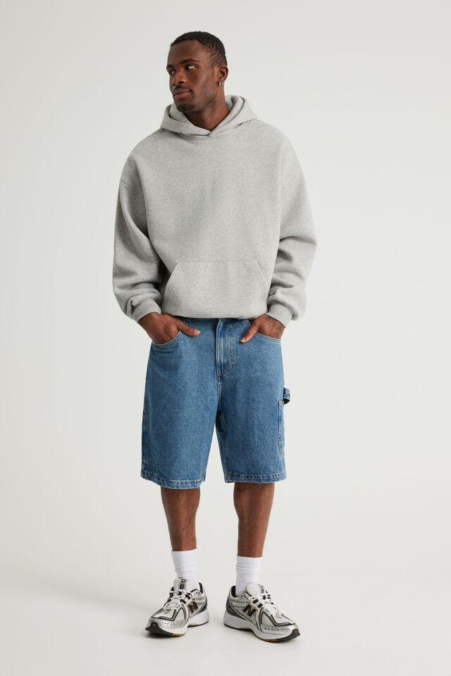 Half Half Painter Baggy Denim Short, CLASSIC INDIGO