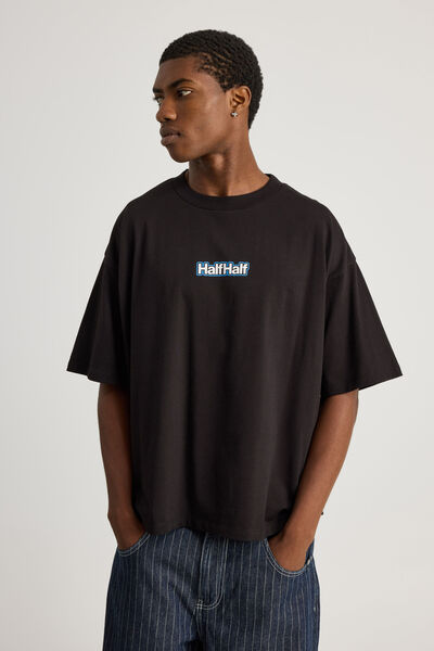 Half Half Heavyweight Box Fit Graphic Tshirt, HH BLACK/BOLT ON
