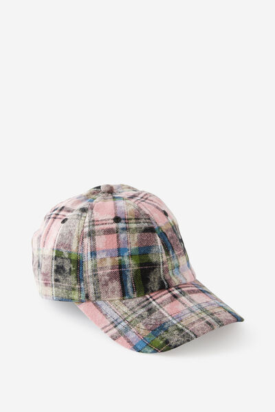 Notion Bleached Check Dad Cap, MULTI PINK CHECK