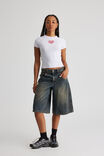 Fitted Baby Tee, WHITE/NOT INTERESTED - alternate image 2