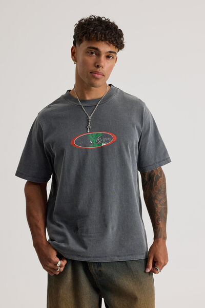 Notion Vintage Slim Fit Graphic Tshirt, NTN WASHED SLATE/ALIEN