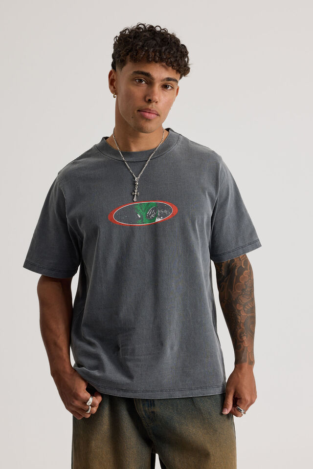 Notion Vintage Slim Fit Graphic Tshirt, NTN WASHED SLATE/ALIEN