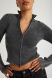 Knit Zip Through, WASHED BLACK - alternate image 2