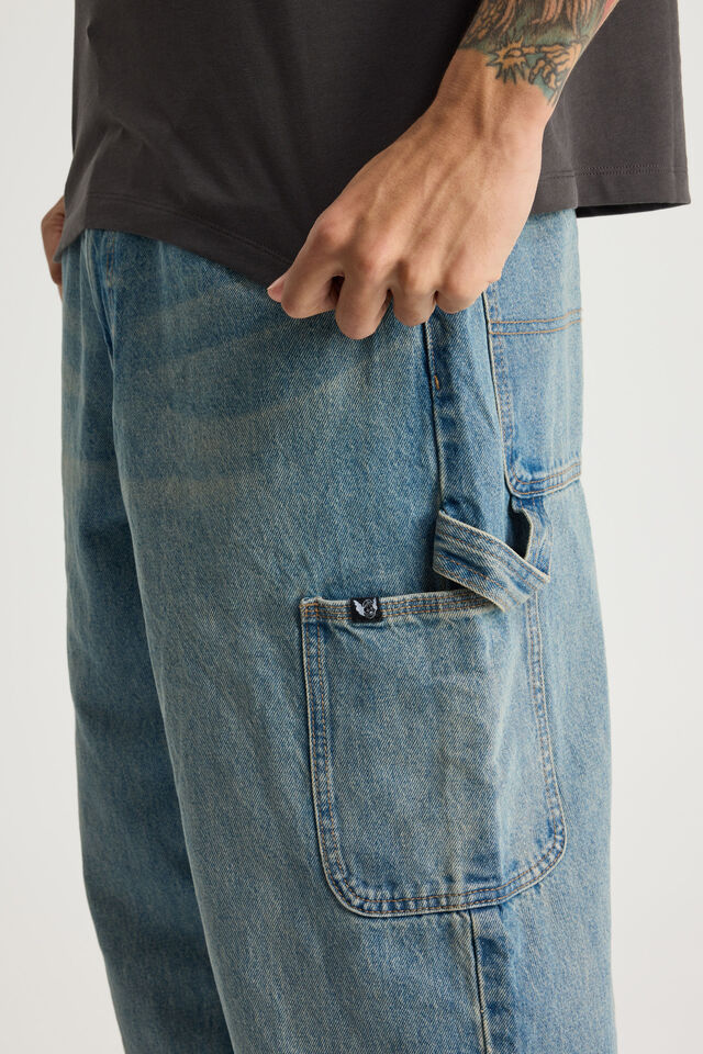 Half Half Baggy Painter Jean, NIAGARA BLUE