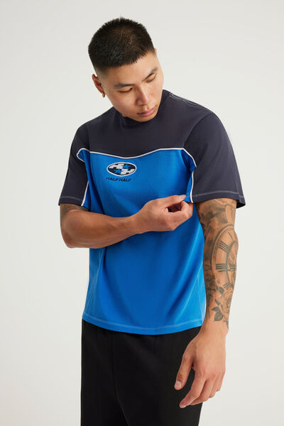 Half Half Panelled Tee, HH STRONG BLUE/ESCALADE