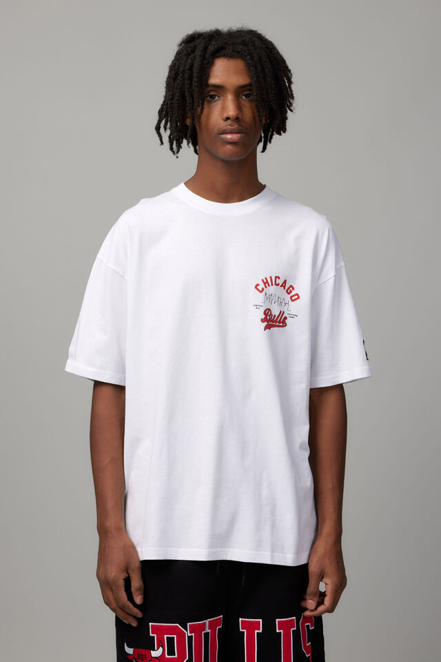 Oversized Nba T Shirt, LCN NBA WHITE/CHICAGO BULLS BASEBALL SCRIPT