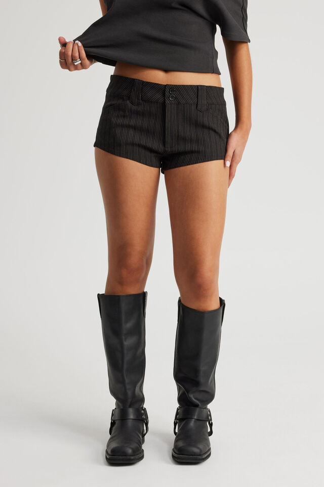 Micro Tailored Short, BLACK PINSTRIPE
