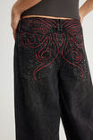 Mega Baggy Jean, BLACK/YOU RE MY BUTTERFLY - example image 4