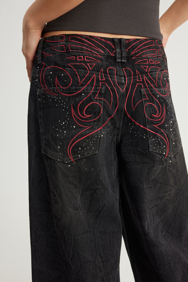 Mega Baggy Jean, BLACK/YOU RE MY BUTTERFLY