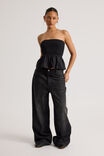 Ari Shirred Bandeau, BLACK - alternate image 2