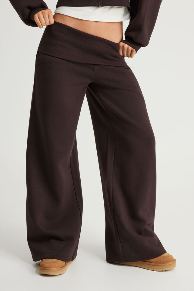 Wide Waistband Trackpant, CHOC NOIR