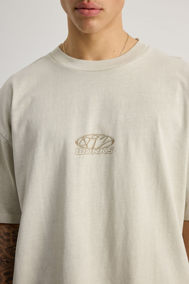 Notion Vintage Box Fit Graphic Tshirt, NTN WASHED PEBBLE/LOGO COLLAGE