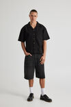 Boxy Cropped Short Sleeve Shirt, BLACK OXFORD - alternate image 2