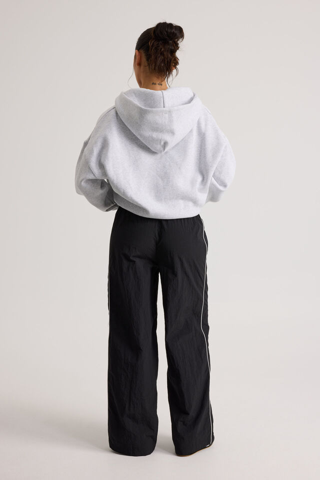 Freya Wide Leg  Woven Sporty Trackpant, BLACK