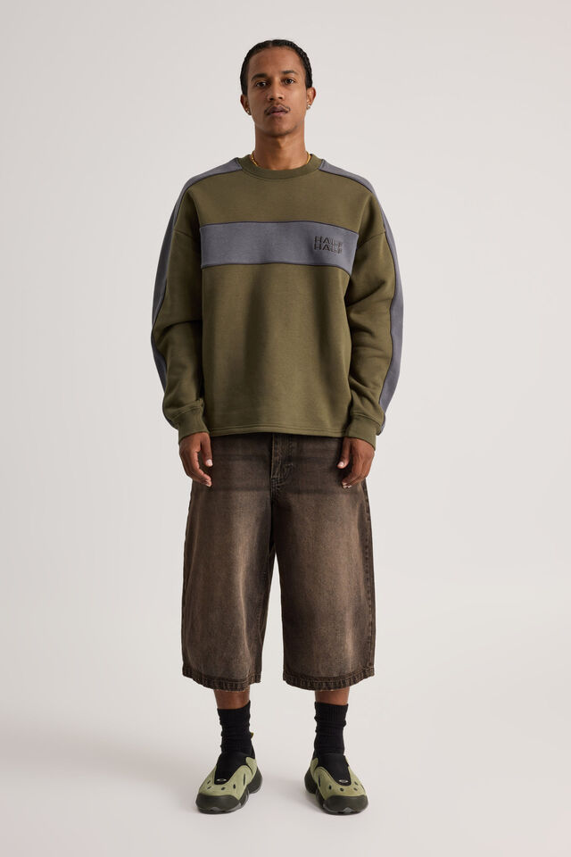 Half Half Sports Crew, HH DEEP KHAKI/SPORT SPLICE