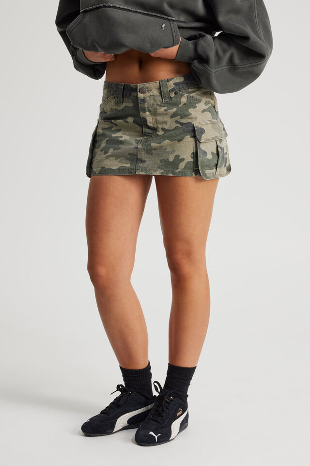 Camo Cargo Skirt, GREEN CAMO_BUTTERFLY