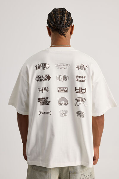 Half Half Heavyweight Box Fit Graphic Tshirt, HH CLOUD/TAKEOVER