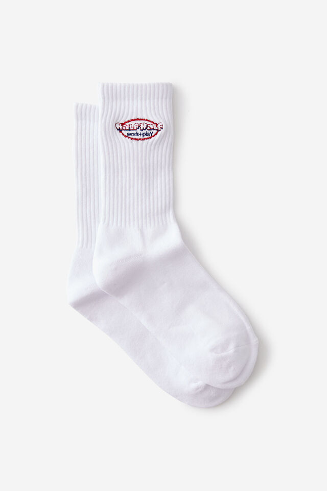 Unisex Rib Sock - Extra, HALF HALF WHT WORK & PLAY