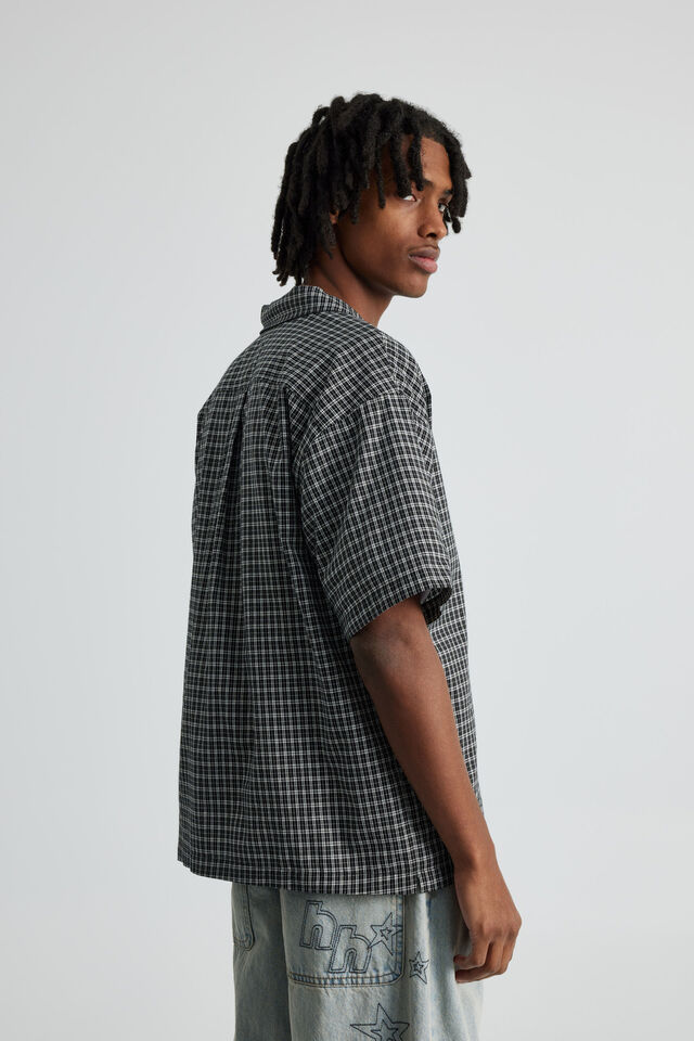 Short Sleeve Shirt, BLACK/WINDOW CHECK