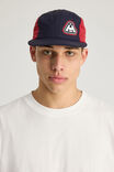 Half Half Nylon 4 Panel Cap, NAVY RED WHITE TRI STAR LOGO - alternate image 2