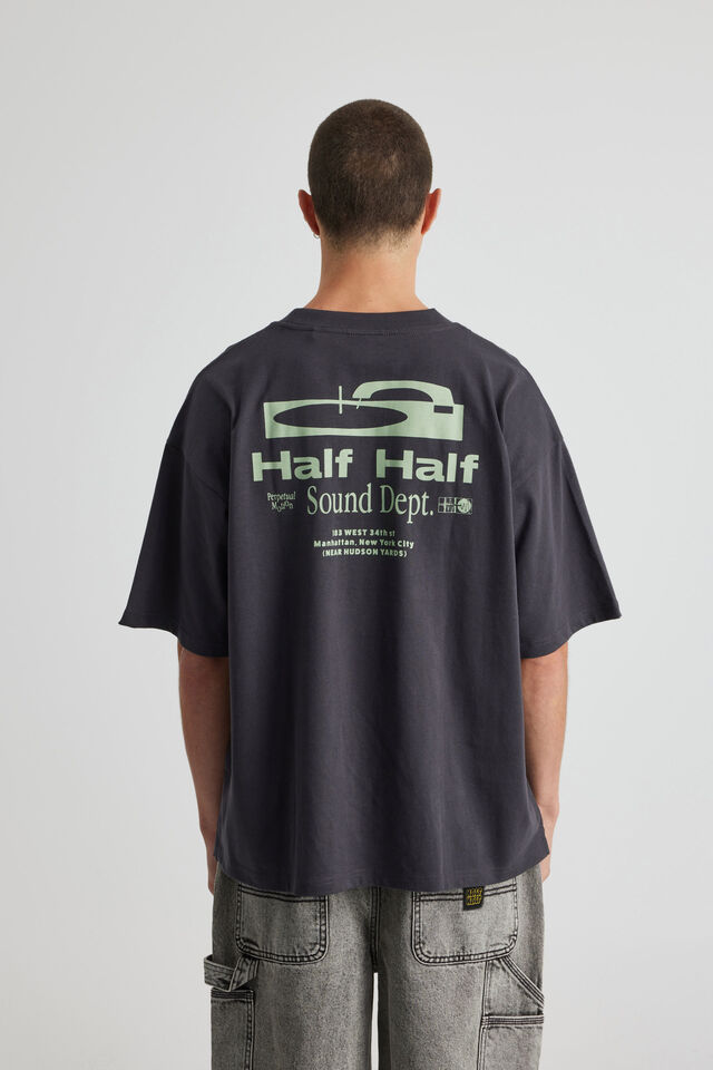 Half Half Heavyweight Box Fit Graphic Tshirt, HH SLATE/PERPETUAL MOTION