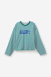 Open Gallery Cropped Long Sleeve Tshirt, OG PINE STRIPE/WOODMARK STARS - alternate image 1