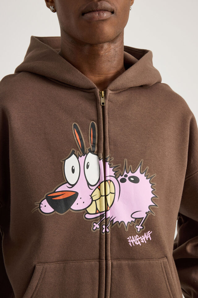Cartoon Network X Half Half Zip Thru Hoodie, LCN WB MUD/COURAGE HALF HALF