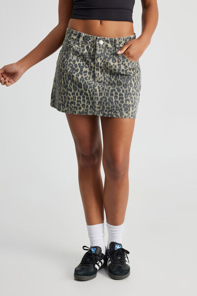 The Everyday Denim Skirt, COOL LEOPARD