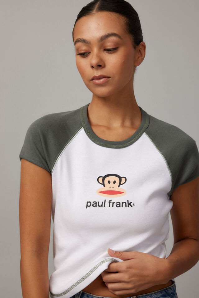 Paul Frank Raglan Curve Hem Graphic Tee, LCN PAU WHITE/PAUL FRANK