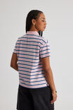 Short Sleeve Polo Top, PINK STRIPE - alternate image 3