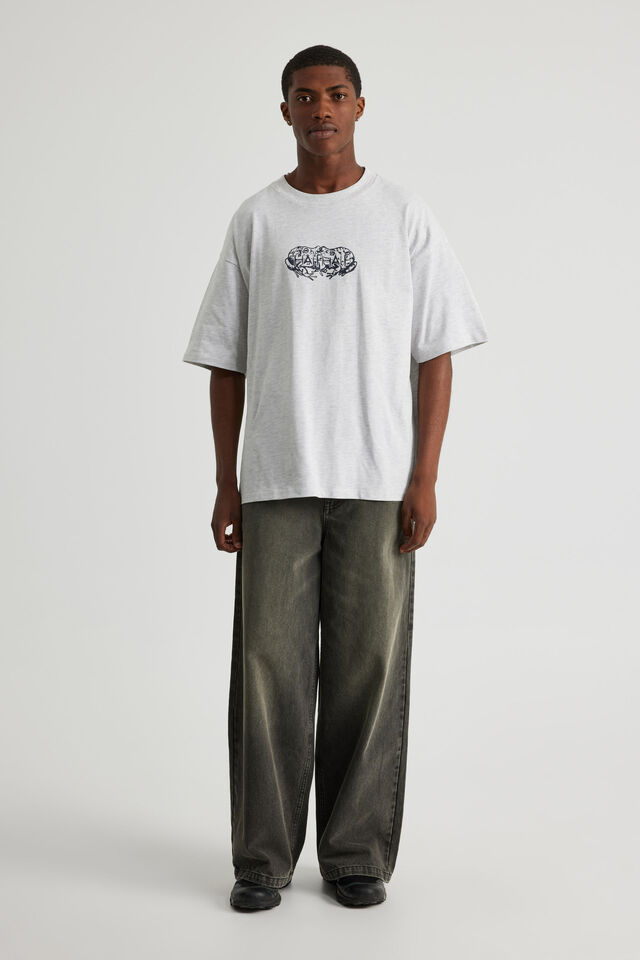 Half Half Heavyweight Box Fit Graphic Tshirt, HH SILVER MARLE/HALF HALF FROGS