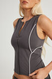 Panelled Zip Through Tank, WASHED BLACK/WHITE PIPING - example image 4