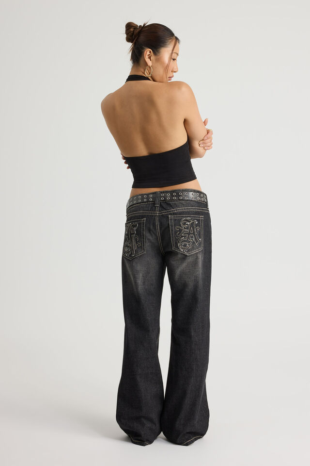Luca Low Rise Bootleg Jean, BLACK AMEX