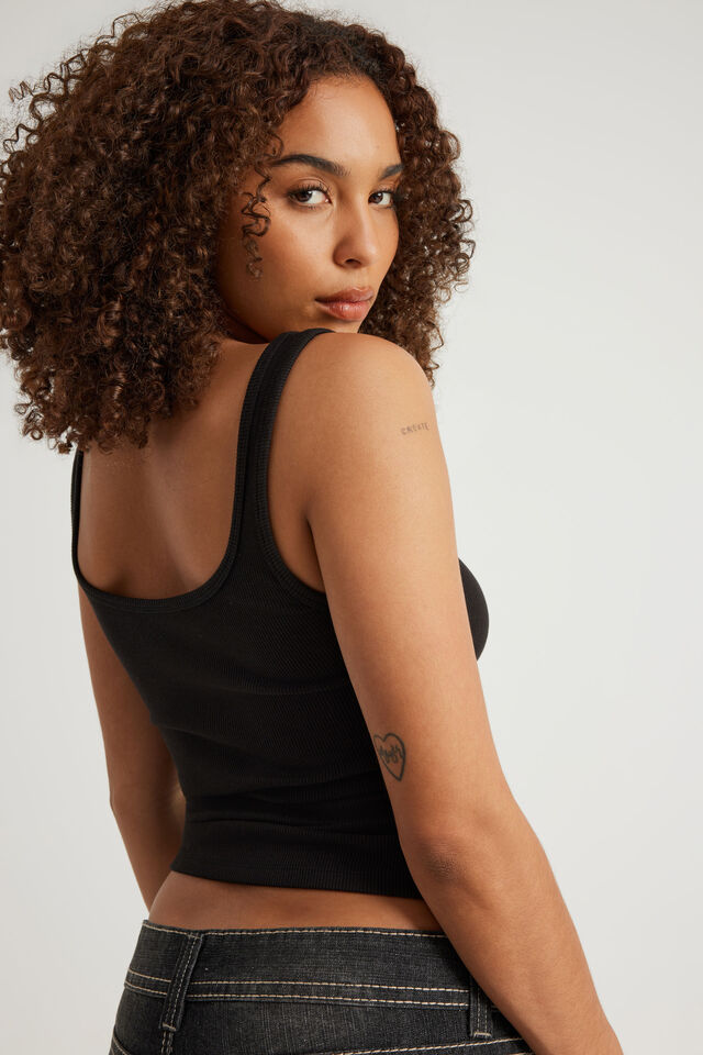 Authentics Scoop Rib Tank, BLACK