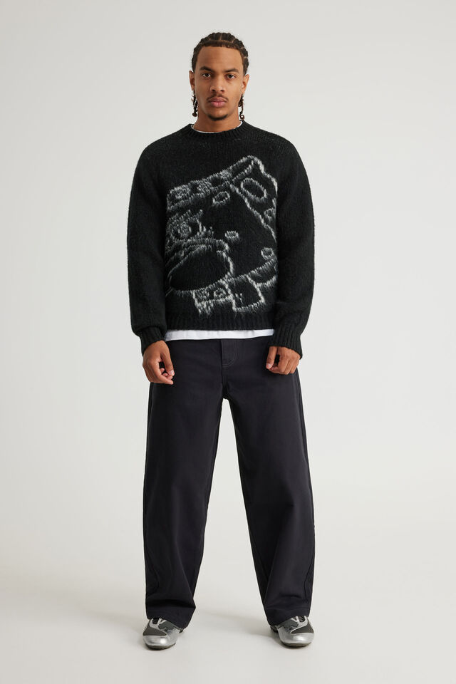 Spongebob Squarepants X Half Half Knit, LCN NIC BLACK/SPONGEBOB OUTLINE