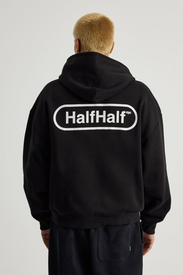 Half Half Zip Thru Hoodie, HH BLACK/WHITE PILL