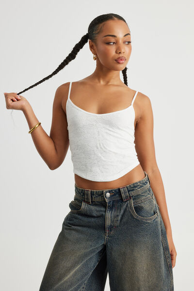 Emery Lace Cami, WHITE