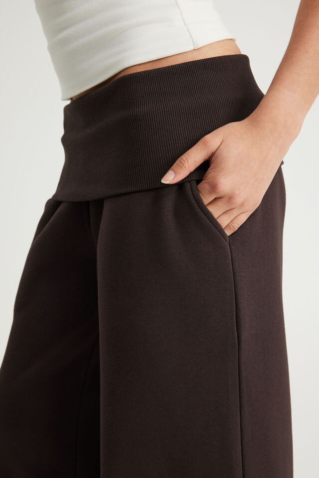 Wide Waistband Trackpant, CHOC NOIR