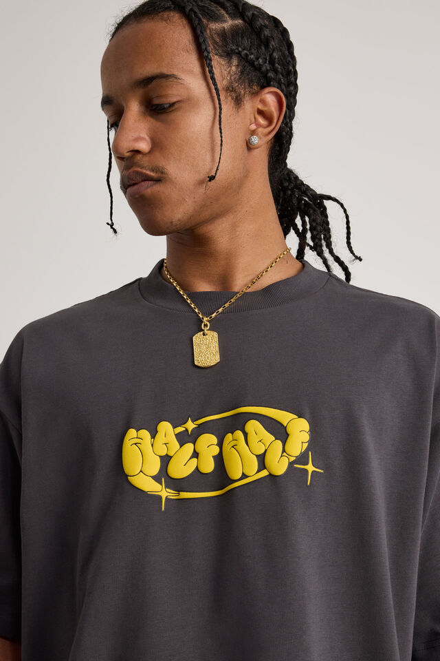 Half Half Heavyweight Box Fit Graphic Tshirt, HH SLATE/HALF HALF BUBBLE
