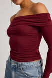 Shay Off Shoulder Long Sleeve Top, CHERRY LACQUER - alternate image 4
